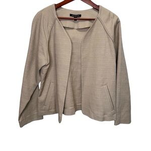 Jones New York 100% Cotton Tan Open Front Blazer Size 14